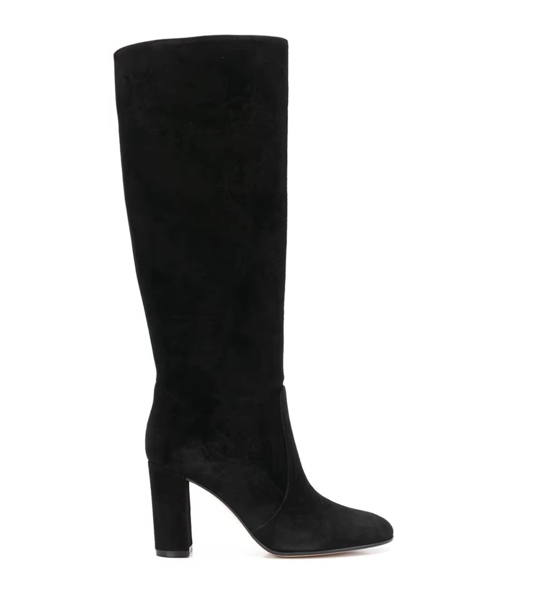 Black knee-high boot on a white background