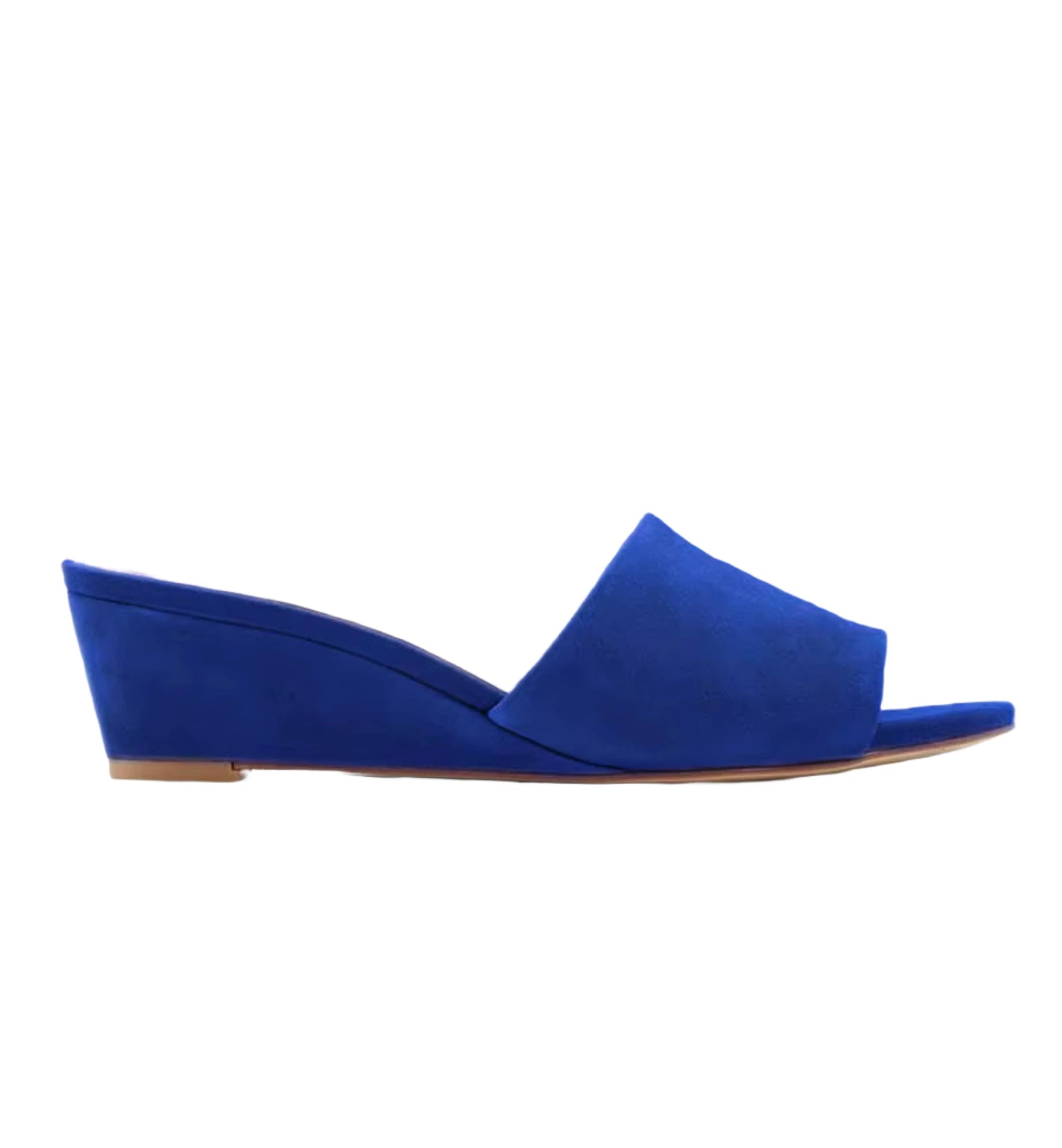 Blue wedge sandal on a white background