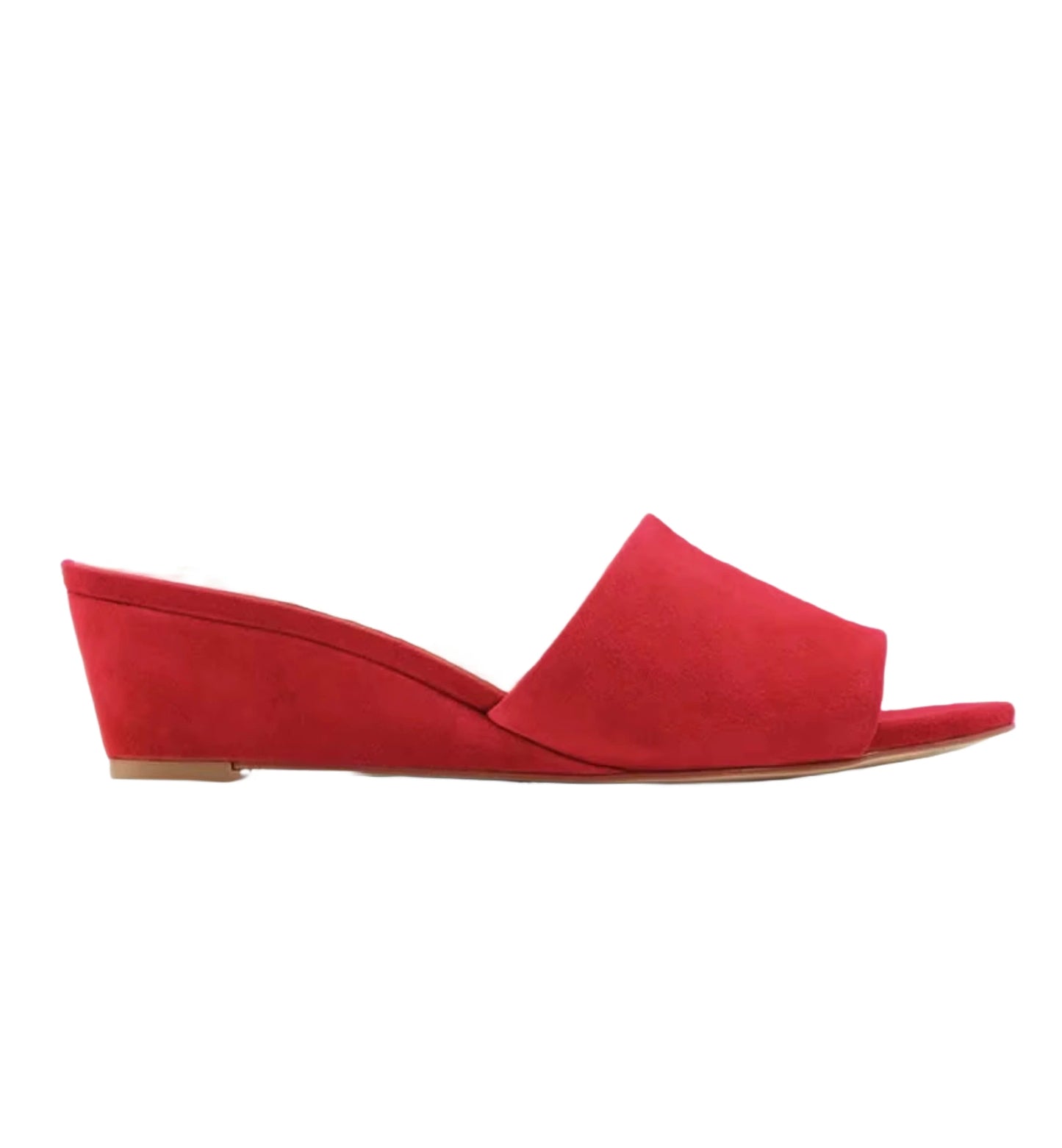 Red wedge sandal on a white background