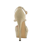 Beige high-heeled sandal on a white background