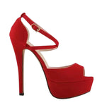 Red high-heeled sandal 