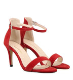 Red high-heeled sandals 