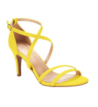 Yellow high-heeled sandals 