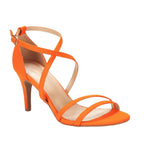Orange high-heeled sandals