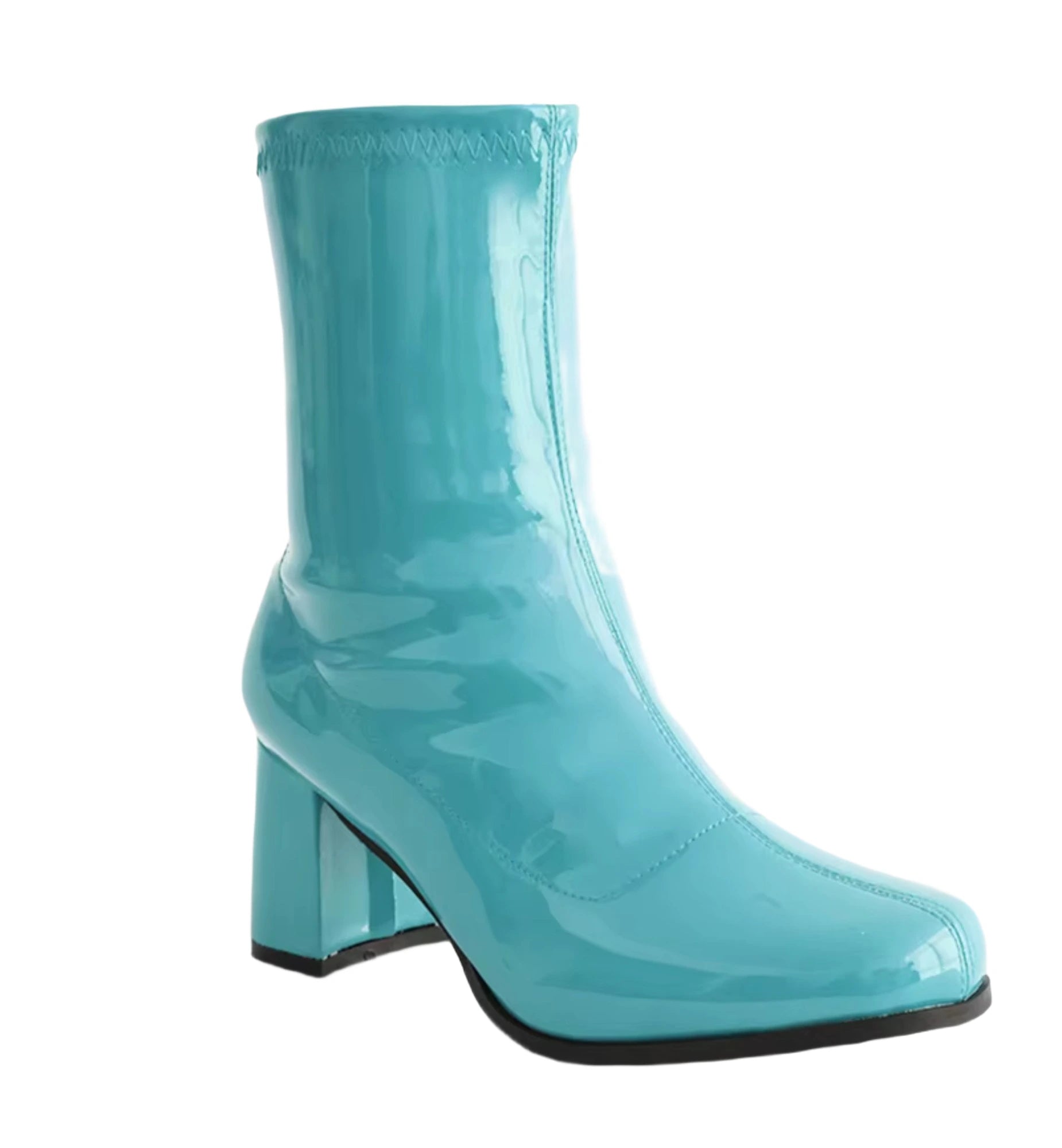 Turquoise glossy boots