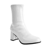 White ankle boots with block heel