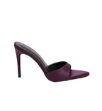 Purple high-heeled shoe on a white background