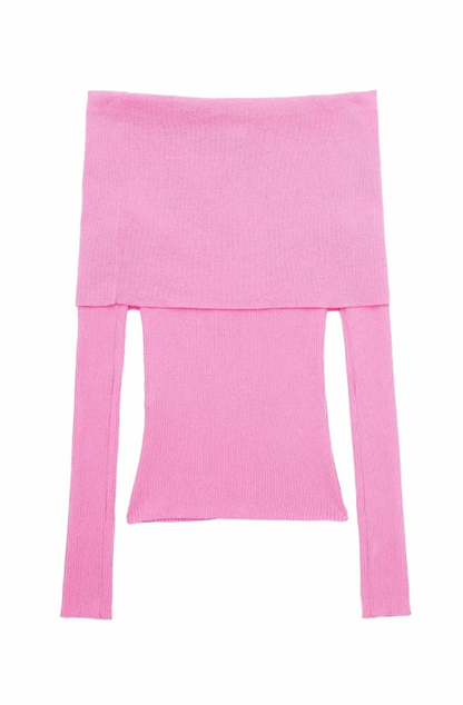 Pink off shoulder knitted top