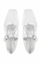 Silver Mary Jane mesh ballet flats