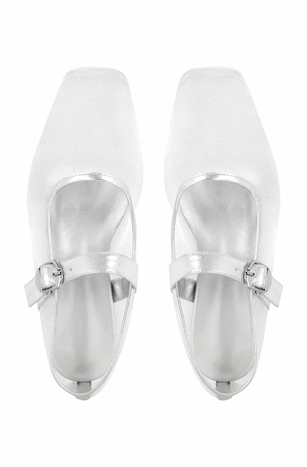 Silver Mary Jane mesh ballet flats