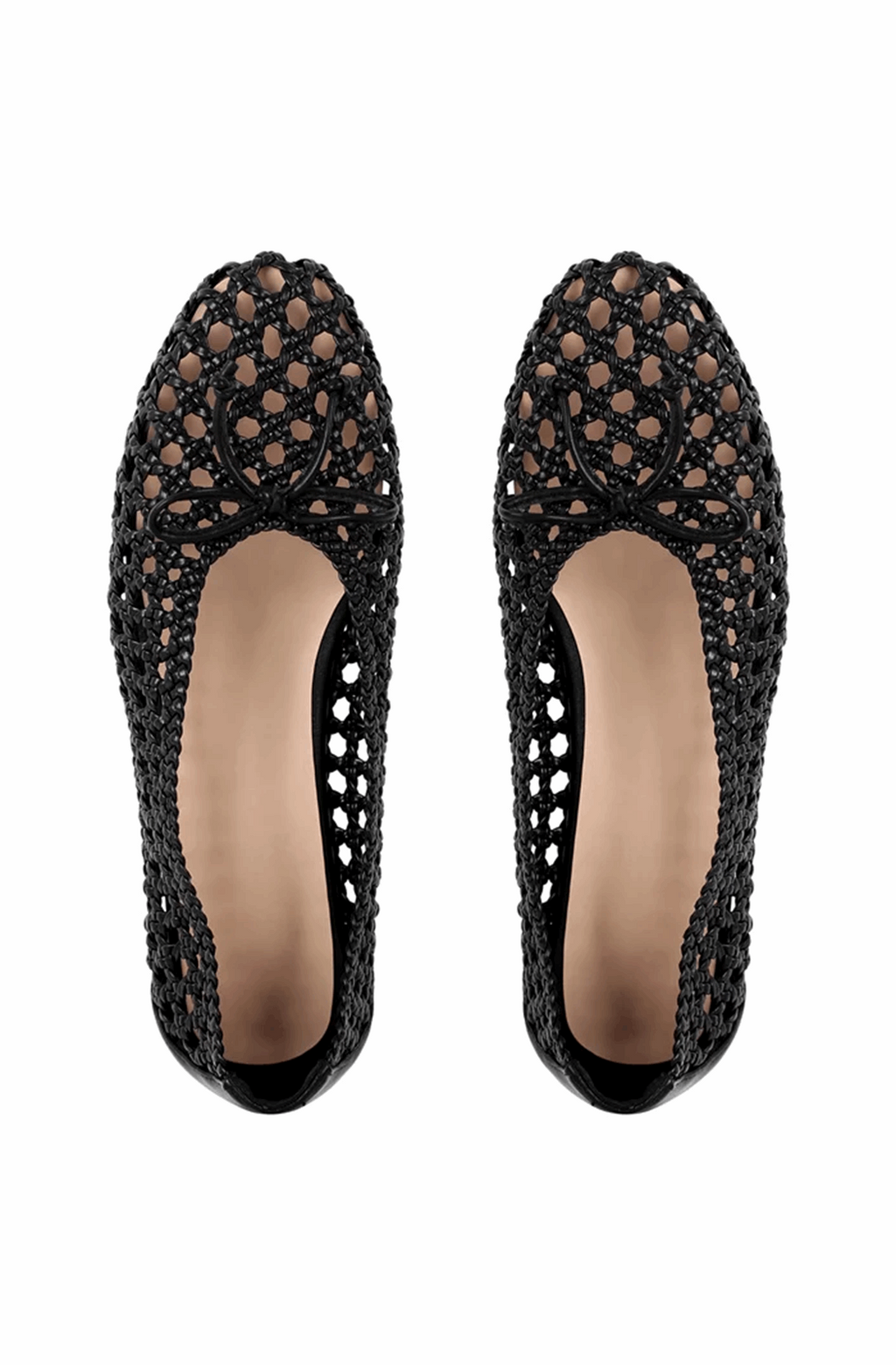 Round toe thick mesh ballerinas