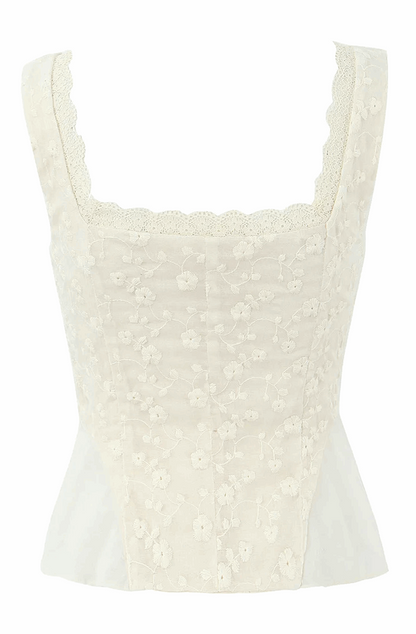 Vintage floral embroidered peplum top