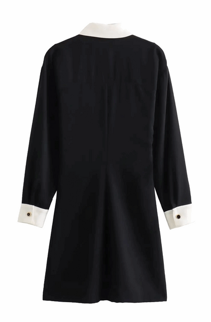 White collar and cuffs black mini dress