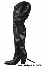 Black over-the-knee cowgirl boots