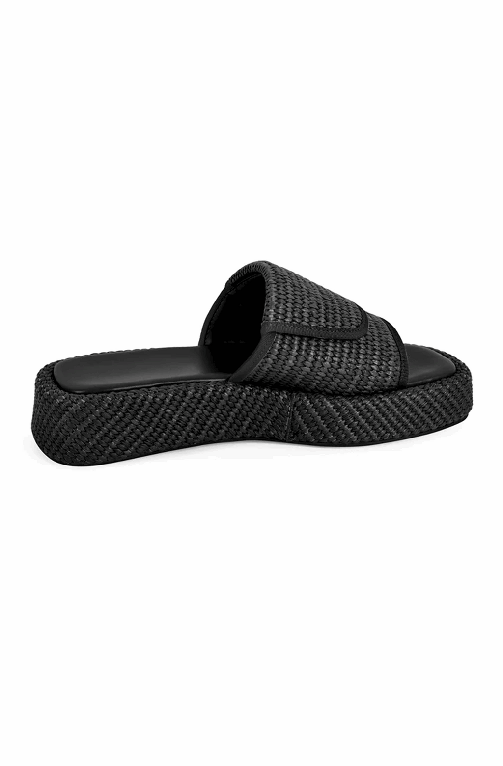 Open toe straw platform flats