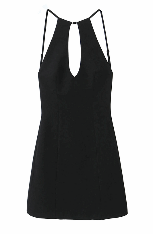 Black backless basic dress