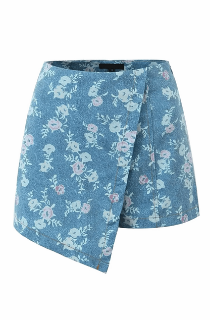 Floral denim corset and skort set