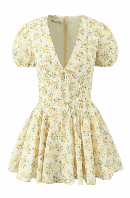 Floral print V-neck mini dress