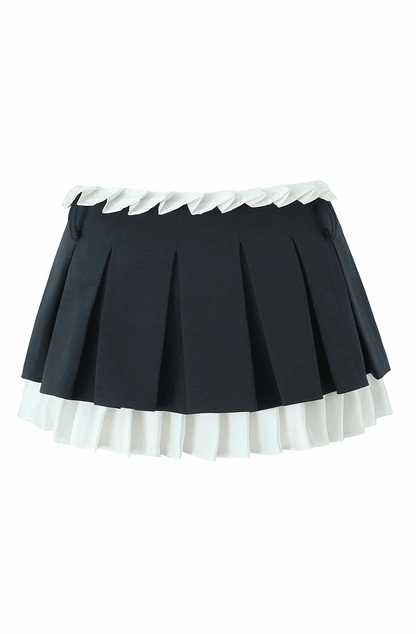 Low rise pleated mini skort