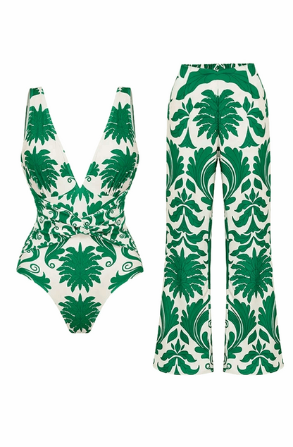 One piece swimsuit with matching pants