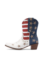 American flag western ankle boots