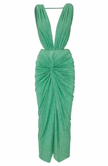Green sparkly one piece swimsuit with matching cover up skirt