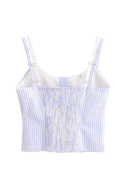 Double spaghetti straps elegant stripe print top