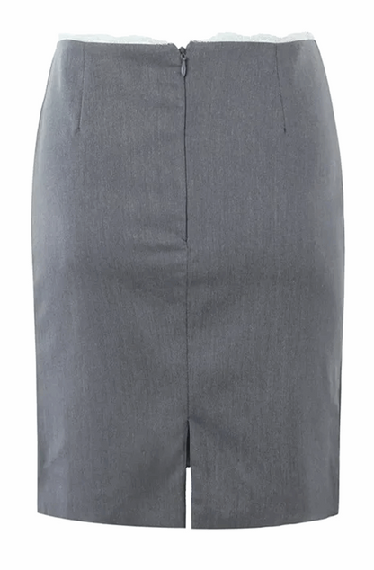 Lace trim crop top and pencil skirt set