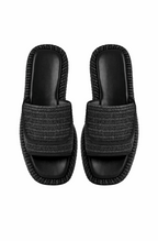 Open toe straw platform flats