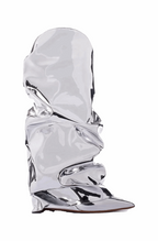 Silver mirror western fold over boots