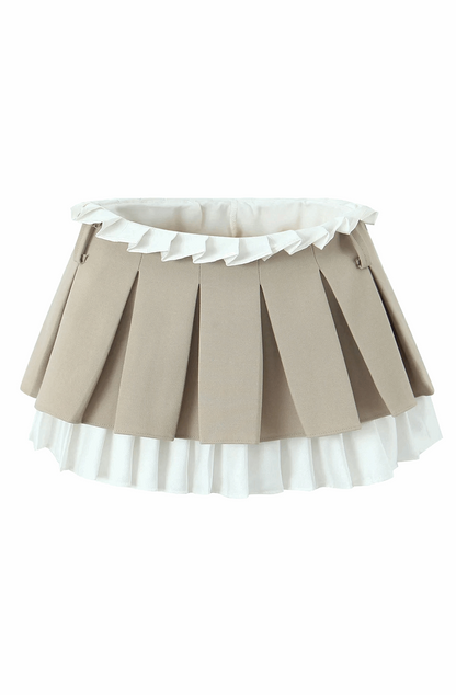 Low rise pleated mini skort