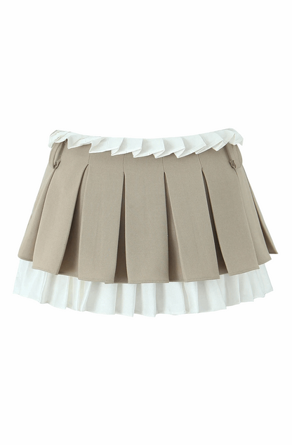 Low rise pleated mini skort