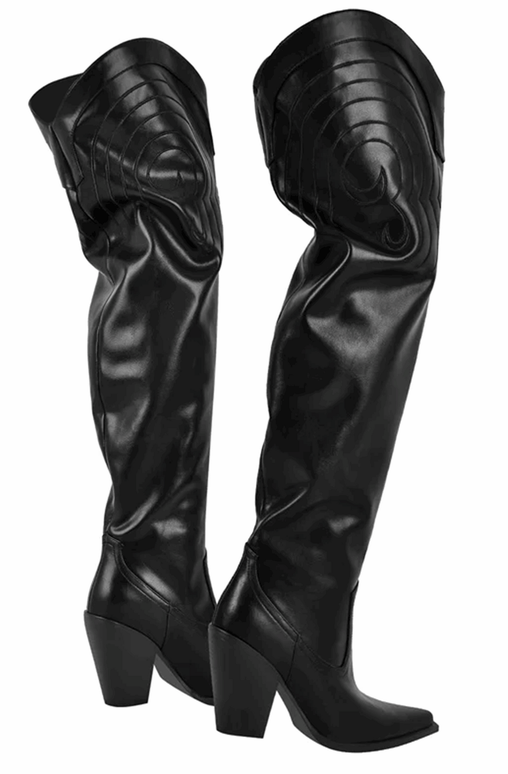 Black over-the-knee cowgirl boots