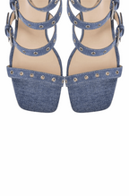 Women's denim gladiator stiletto heels