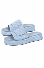 Open toe straw platform flats