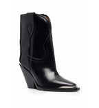 Black cowboy boot on a white background