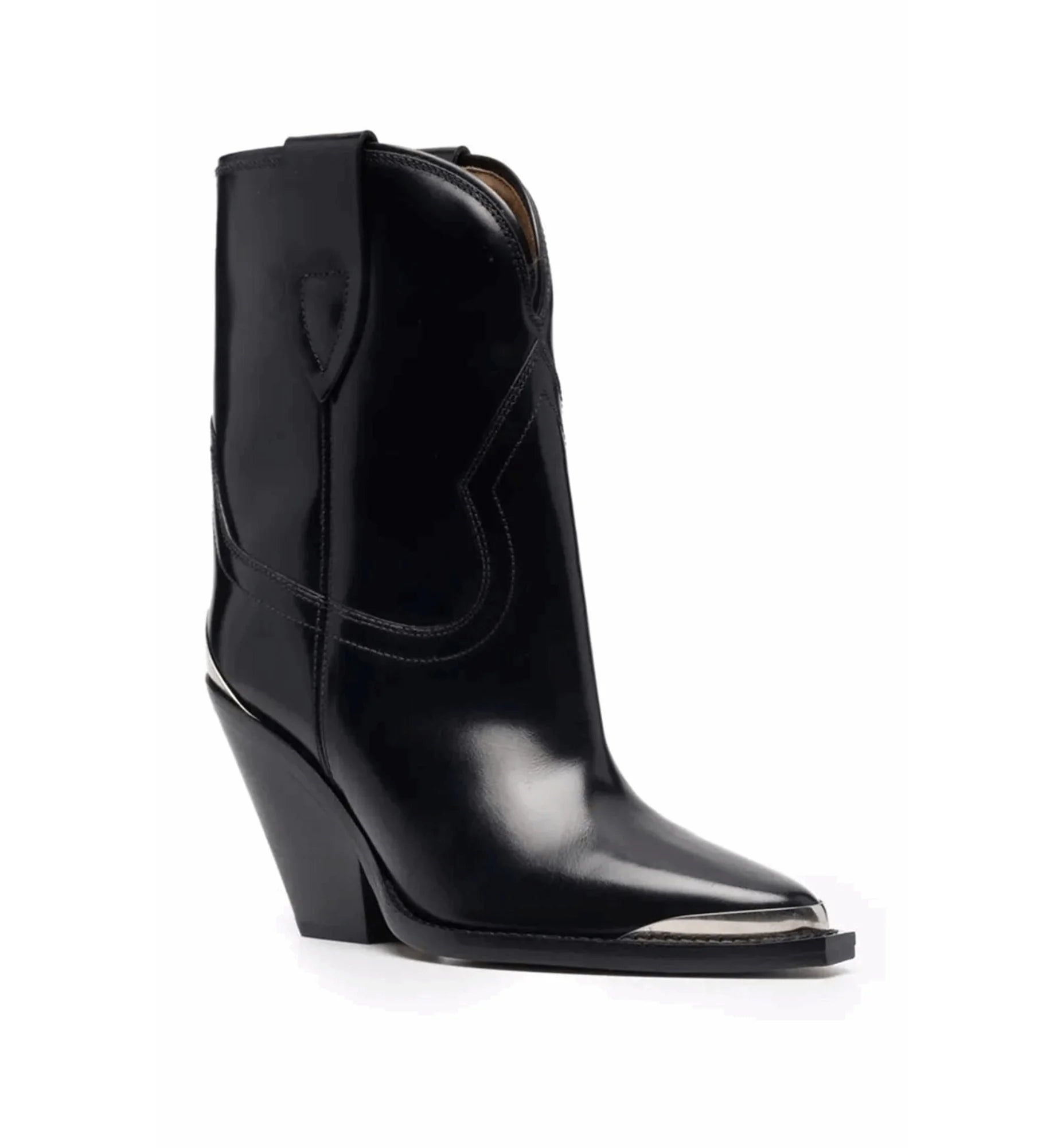 Black cowboy boot on a white background