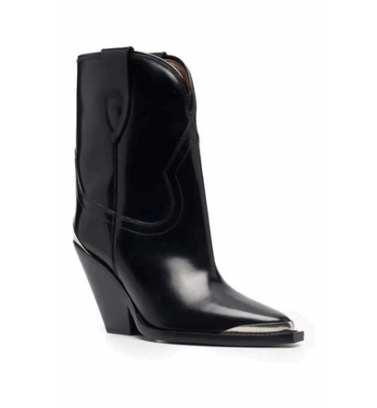 Black cowboy boot on a white background