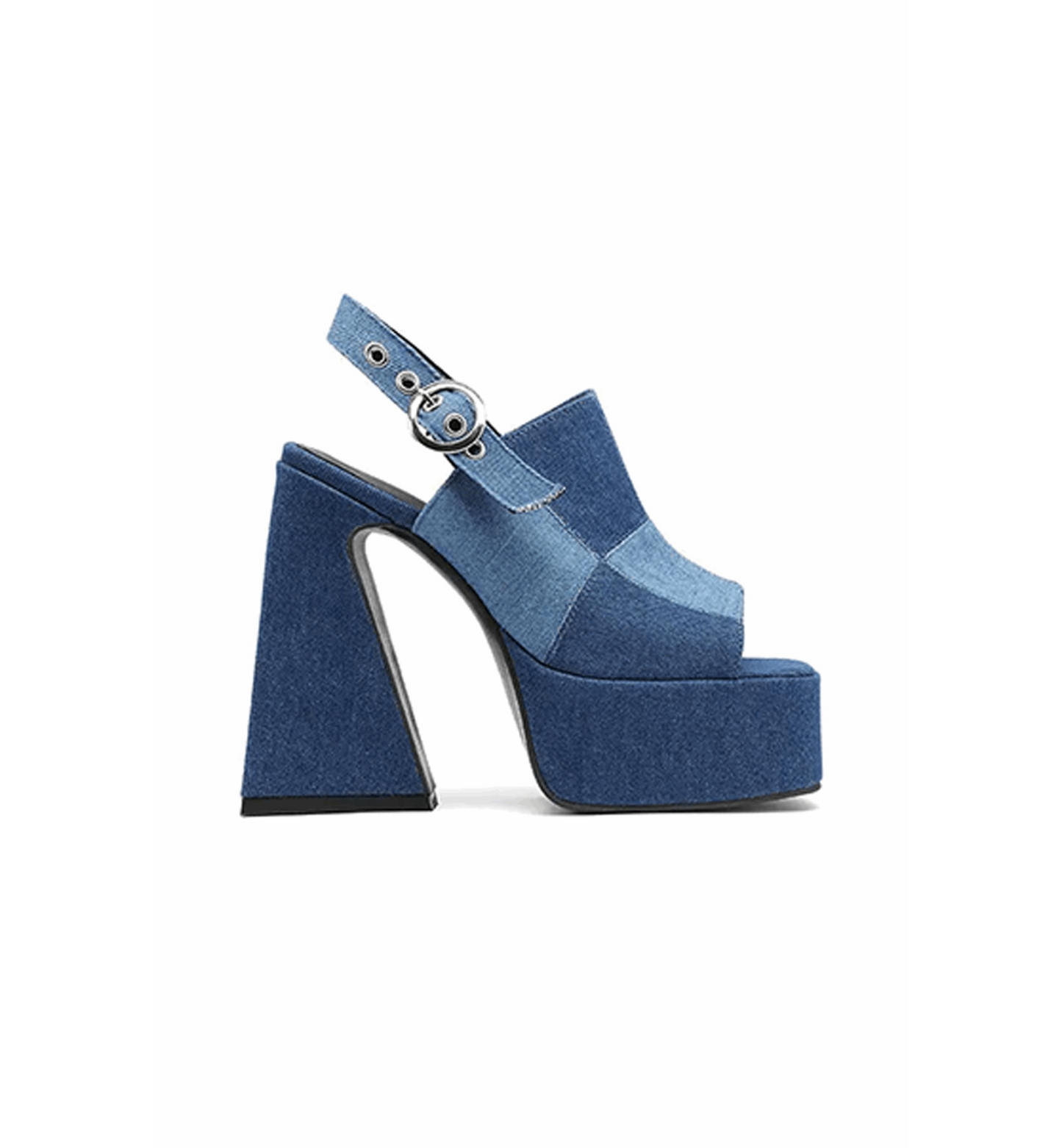 Blue platform sandal on a white background