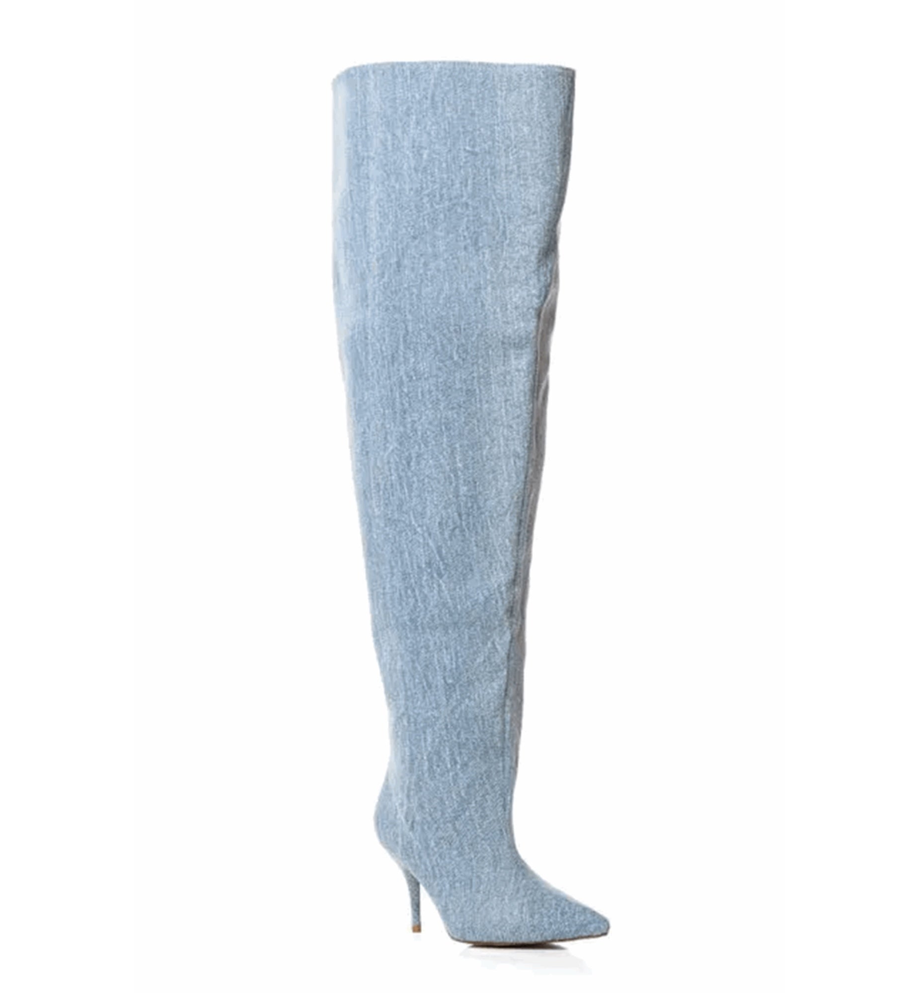Light blue knee-high sock on a white background