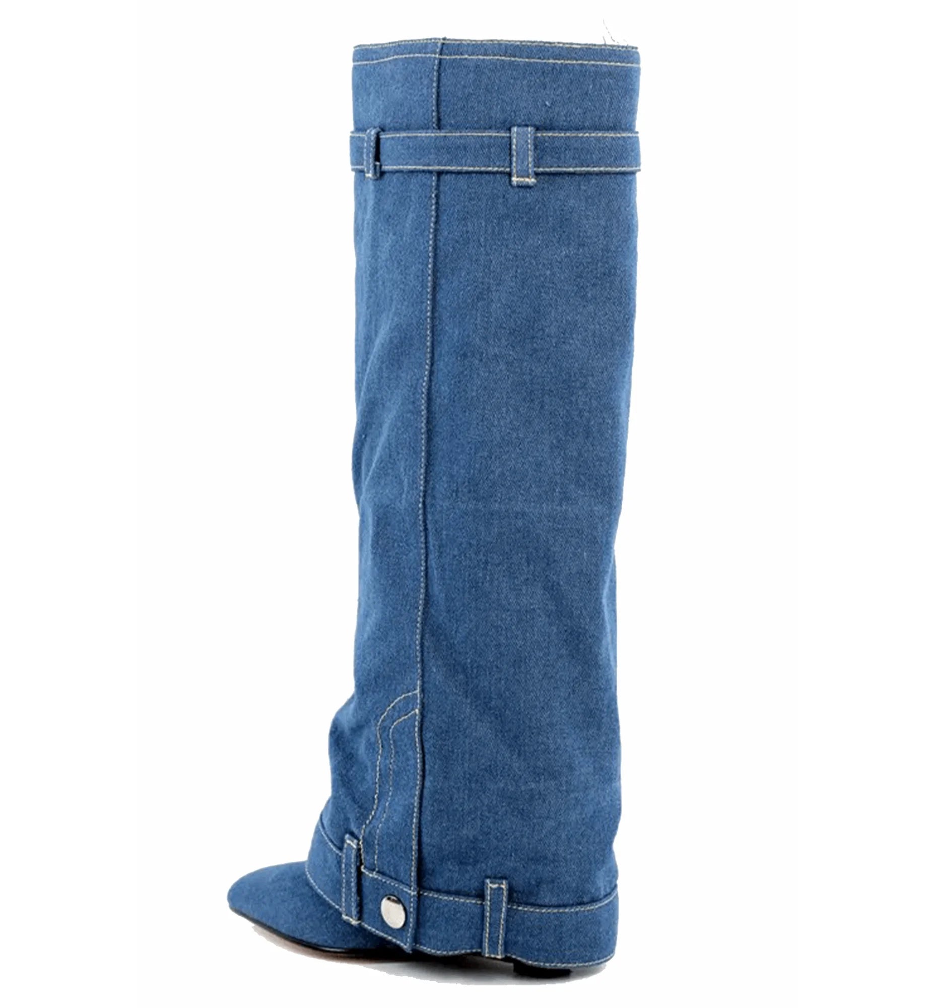 Blue denim gaiter on a white background