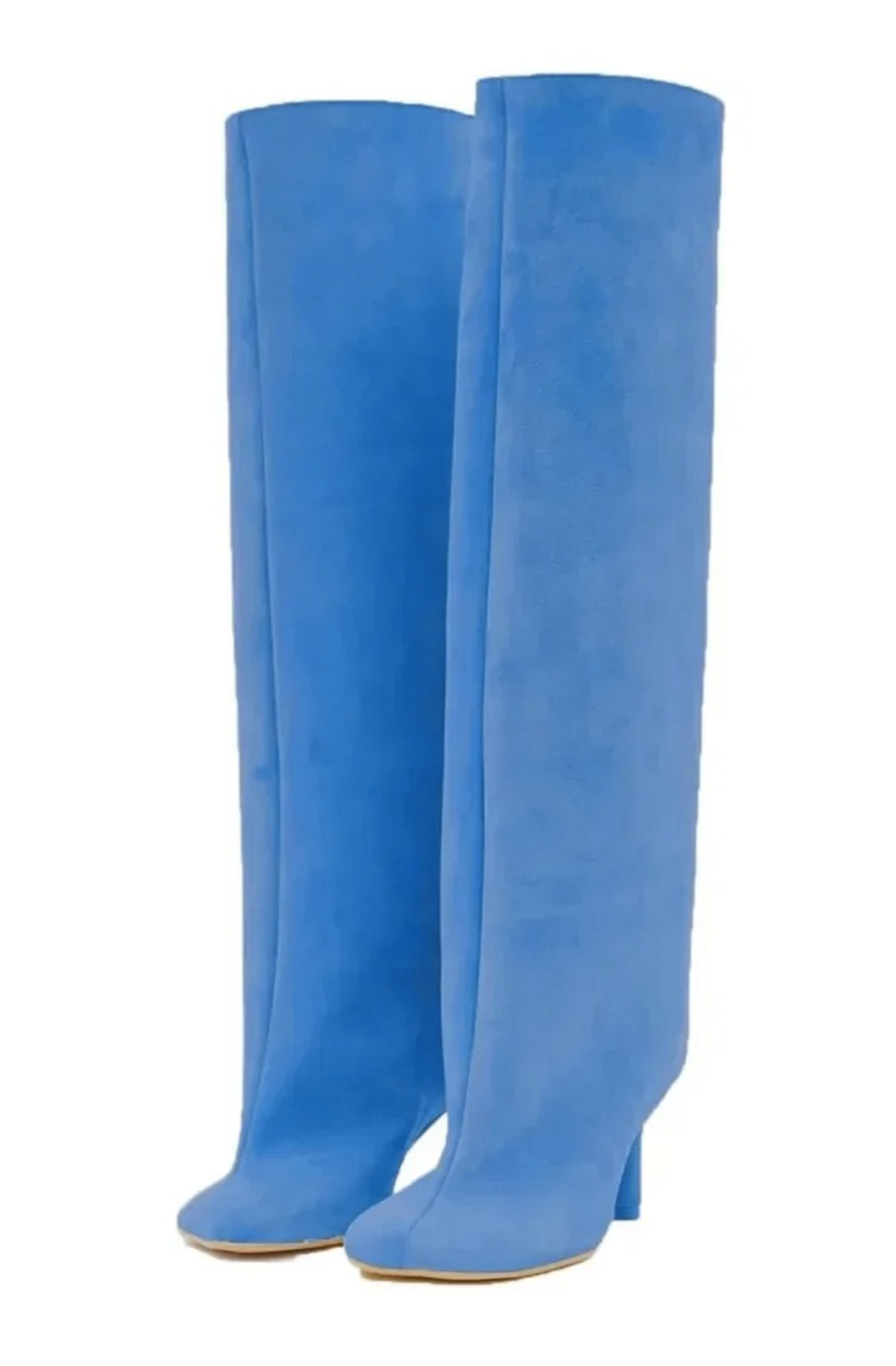 Heeled knee boots with square toe