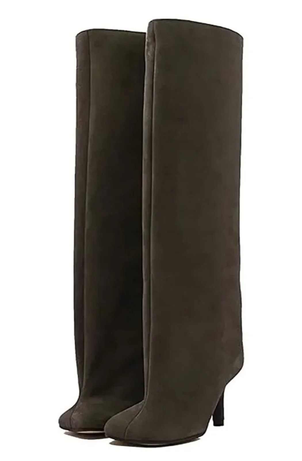 Heeled knee boots with square toe