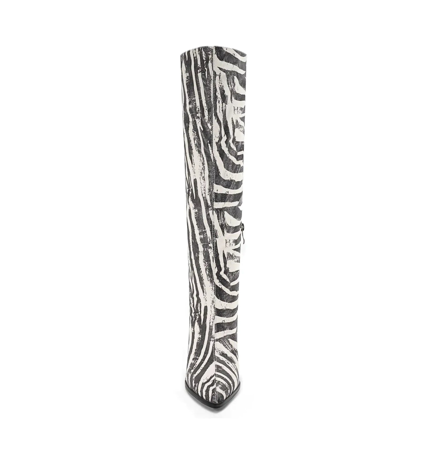 Zebra-patterned sock on a white background
