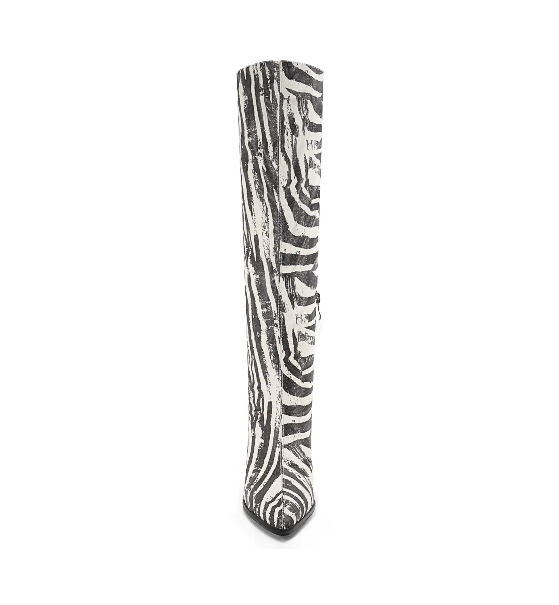 Zebra-patterned sock on a white background