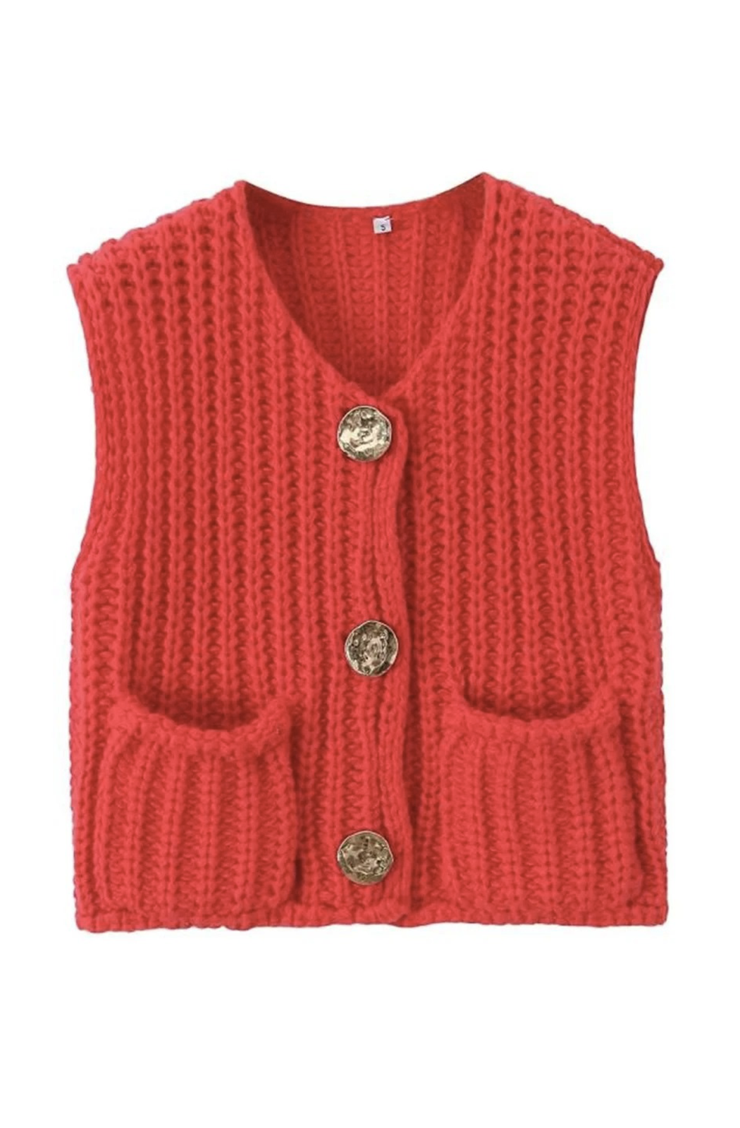 Knitted sweater vest with pocket