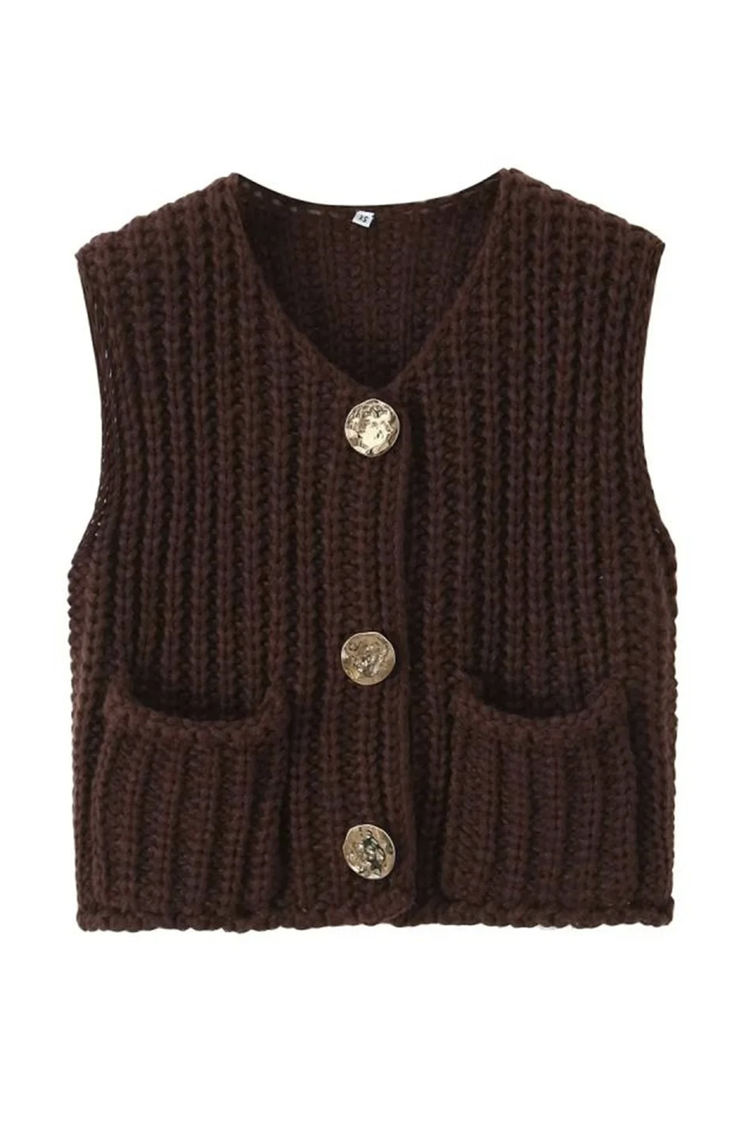 Knitted sweater vest with pocket