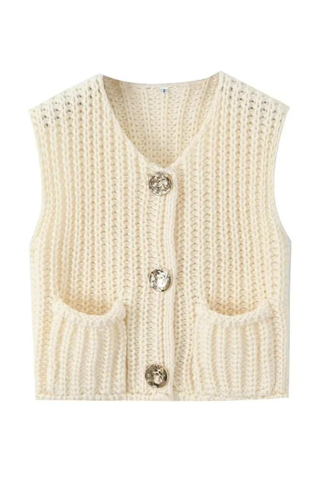 Knitted sweater vest with pocket