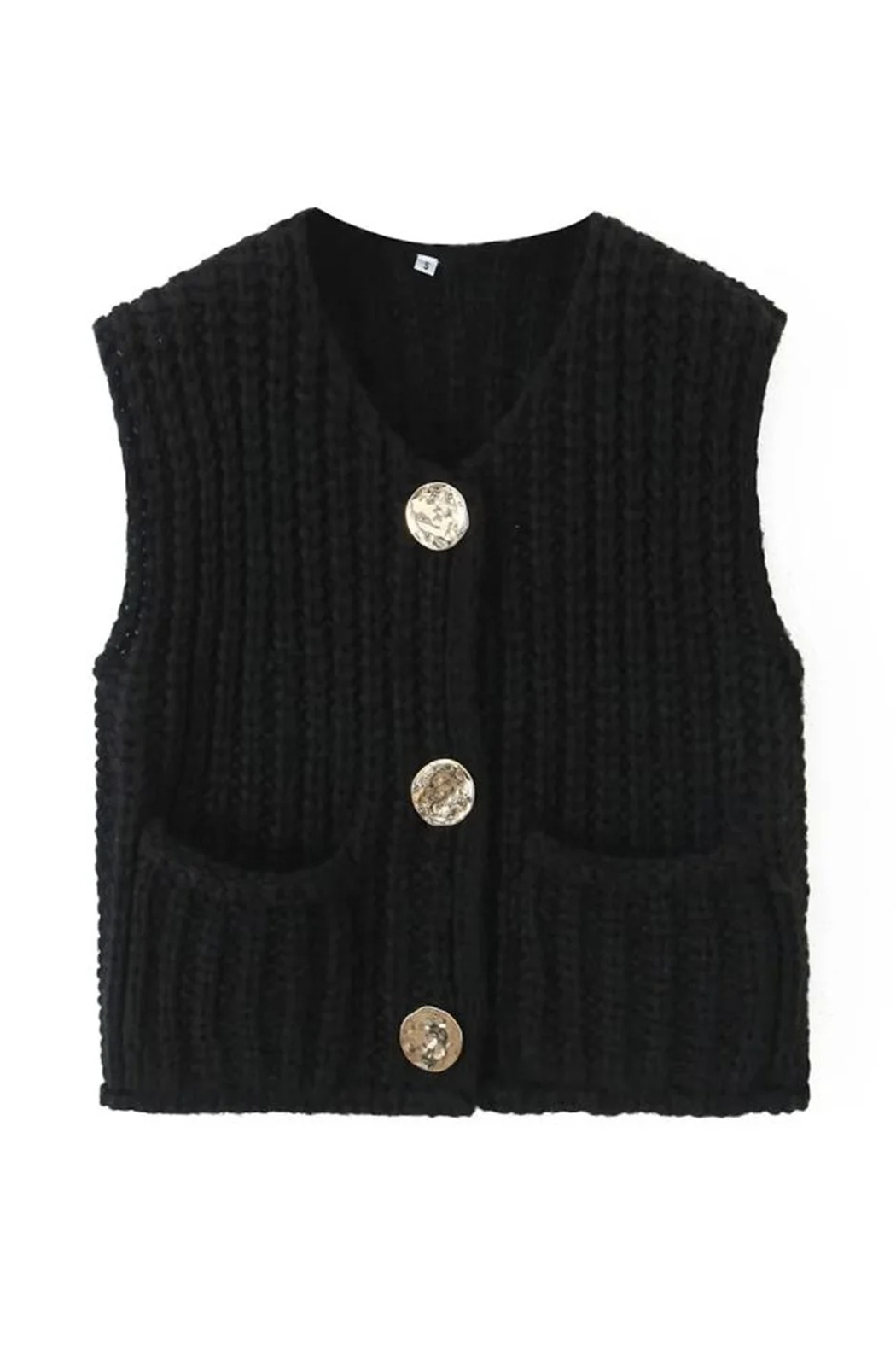 Knitted sweater vest with pocket