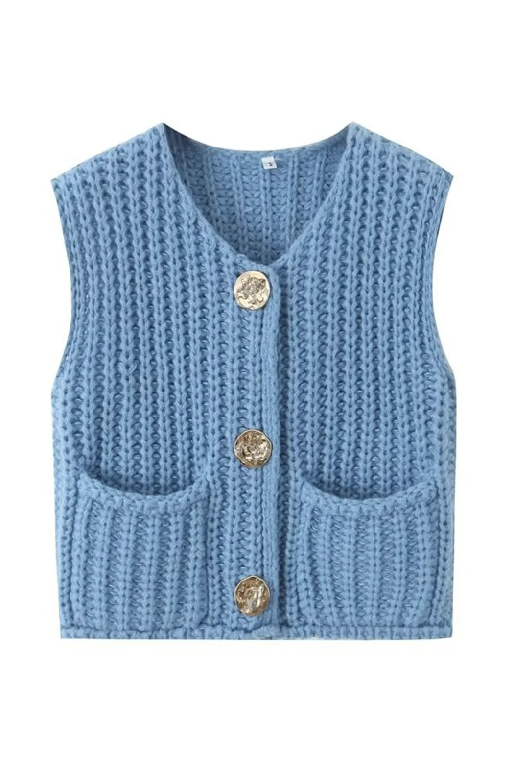 Knitted sweater vest with pocket